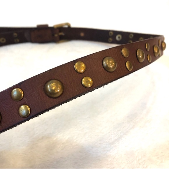 Women’s Brown Leather Belt with Brass Studs XL - Picture 5 of 7